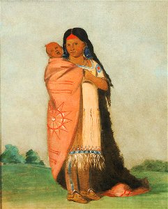 George Catlin - Tsee-moúnt, Great Wonder, Carrying Her Baby in Her Robe - 1985.66.177 - Smithsonian American Art Museum