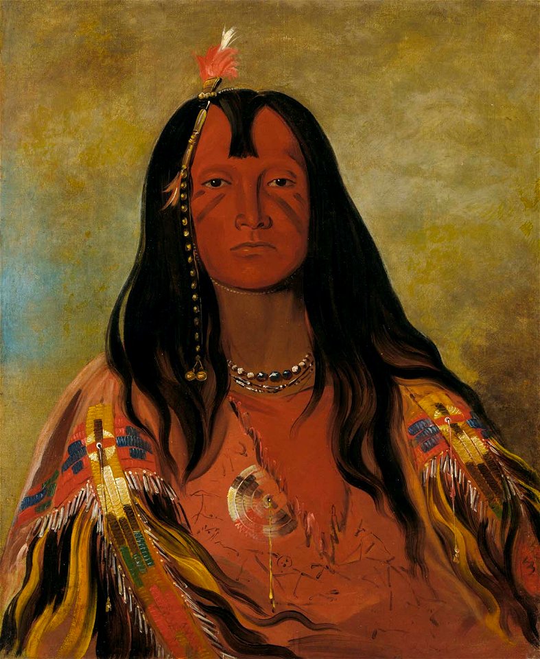 George Catlin - H'co-a-h'co-a-h'cotes-min, No Horns on His Head, a Brave - 1985.66.146 - Smithsonian American Art Museum