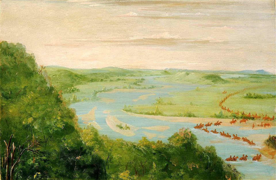 George Catlin - View of the Canadian River, Dragoons Crossing - 1985.66.351 - Smithsonian American Art Museum