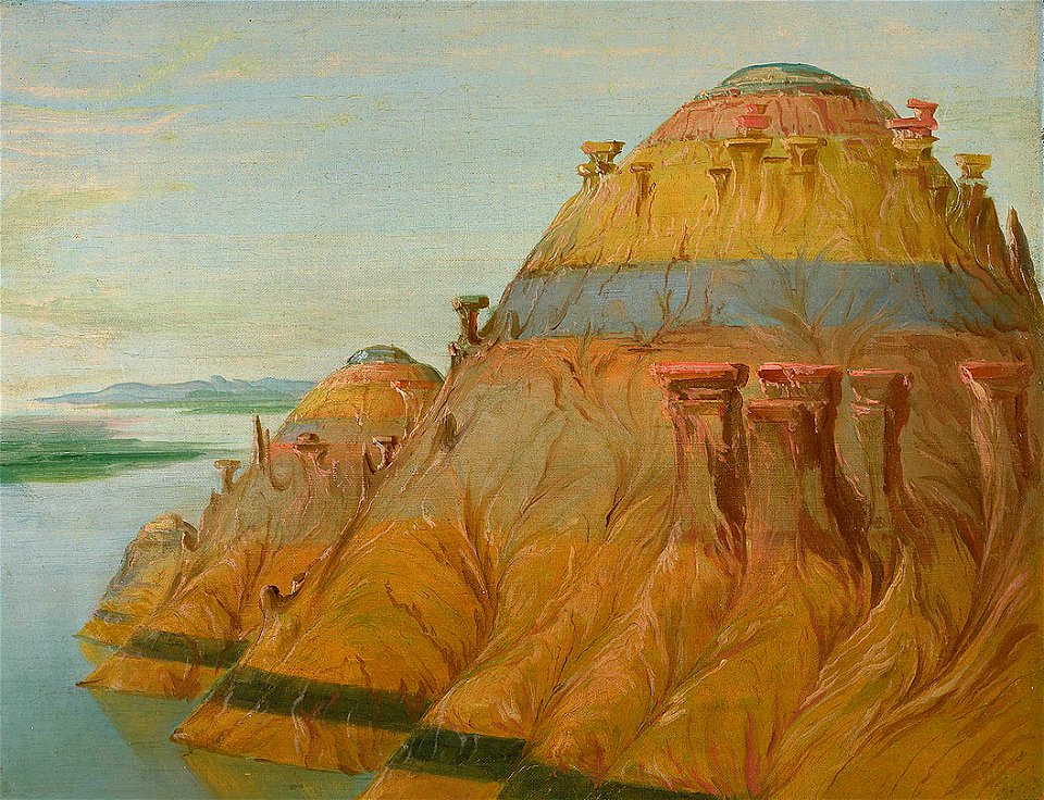 George Catlin - Picturesque Clay Bluff, 1700 Miles above St. Louis - 1985.66.380 - Smithsonian American Art Museum