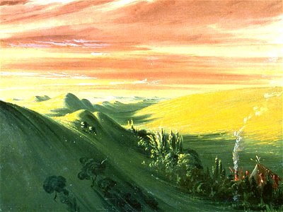 George Catlin - Indians Encamping at Sunset, Upper Missouri - 1985.66.403 - Smithsonian American Art Museum