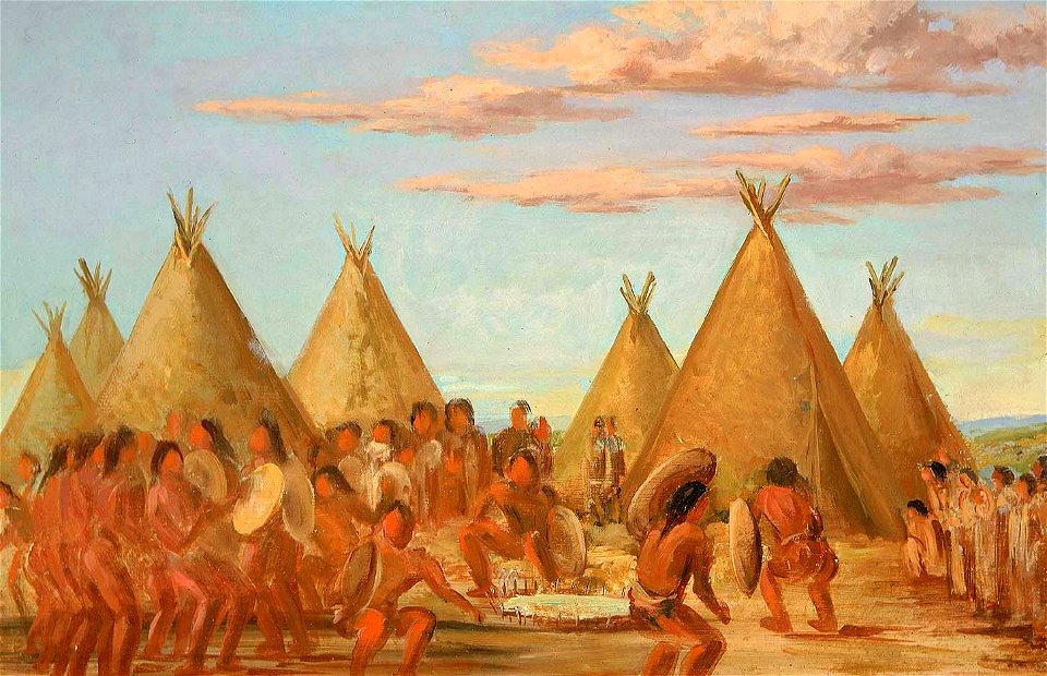 George Catlin - Smoking the Shield - 1985.66.477 - Smithsonian American Art Museum