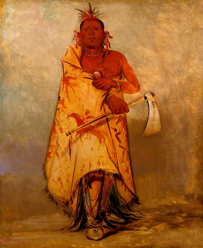George Catlin - Le-sháw-loo-láh-le-hoo, Big Elk, Chief of the Skidi (Wolf) Pawnee - 1985.66.108 - Smithsonian American Art Museum