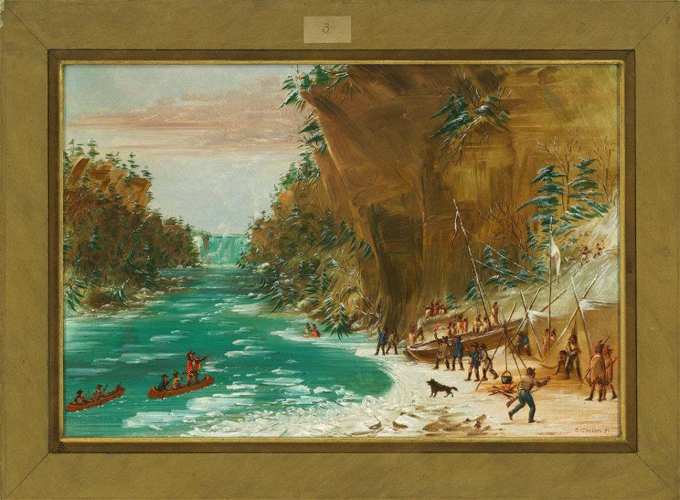 George Catlin - The Expedition Encamped below the Falls of Niagara. January 20, 1679 - 1965.16.317 - National Gallery of Art