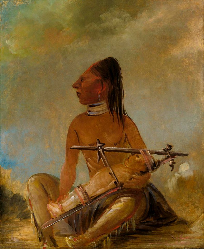 George Catlin - Woman and Child, Showing How the Heads of Children are Flattened - 1985.66.147 - Smithsonian American Art Museum