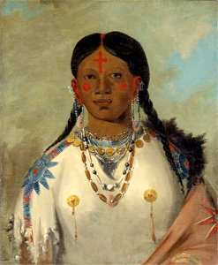 George Catlin - Tís-se-wóo-na-tís, She Who Bathes Her Knees, Wife of the Chief - 1985.66.144 - Smithsonian American Art Museum