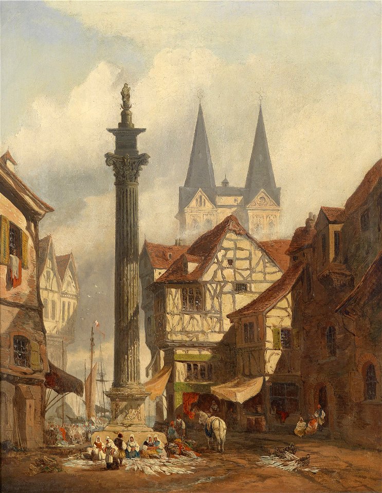 George Clarkson Stanfield Stadtansicht mit Fischmarkt 1847