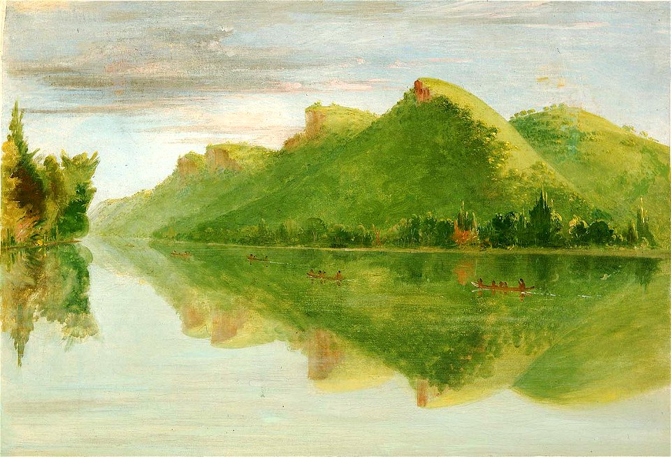 George Catlin - View on the Upper Mississippi, Beautiful Prairie Bluffs - 1985.66.312 - Smithsonian American Art Museum