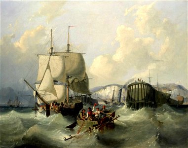 George Chambers - A Brig Leaving Dover. Free illustration for personal and commercial use.