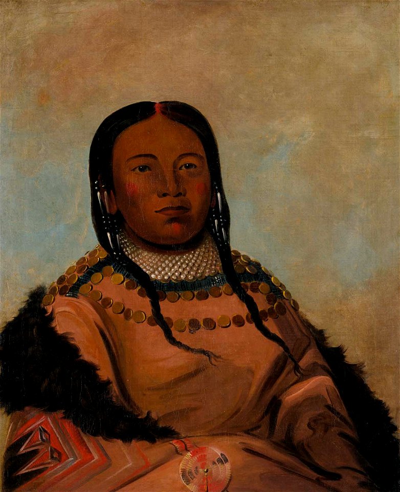 George Catlin - Wi-lóoh-tah-eeh-tcháh-ta-máh-nee, Red Thing That Touches in Marching, Daughter of Black Rock - 1985.66.81 - Smithsonian American Art Museum
