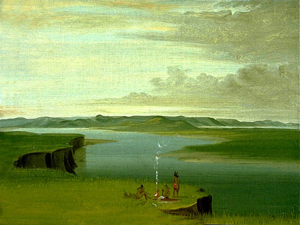 George Catlin - Prairie Bluffs at Sunrise, near the Mouth of the Yellowstone River - 1985.66.368 - Smithsonian American Art Museum