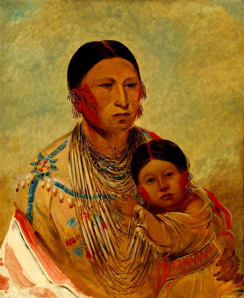 George Catlin - Ru-ton-ye-wee-ma, Strutting Pigeon, Wife of White Cloud - 1985.66.525 - Smithsonian American Art Museum