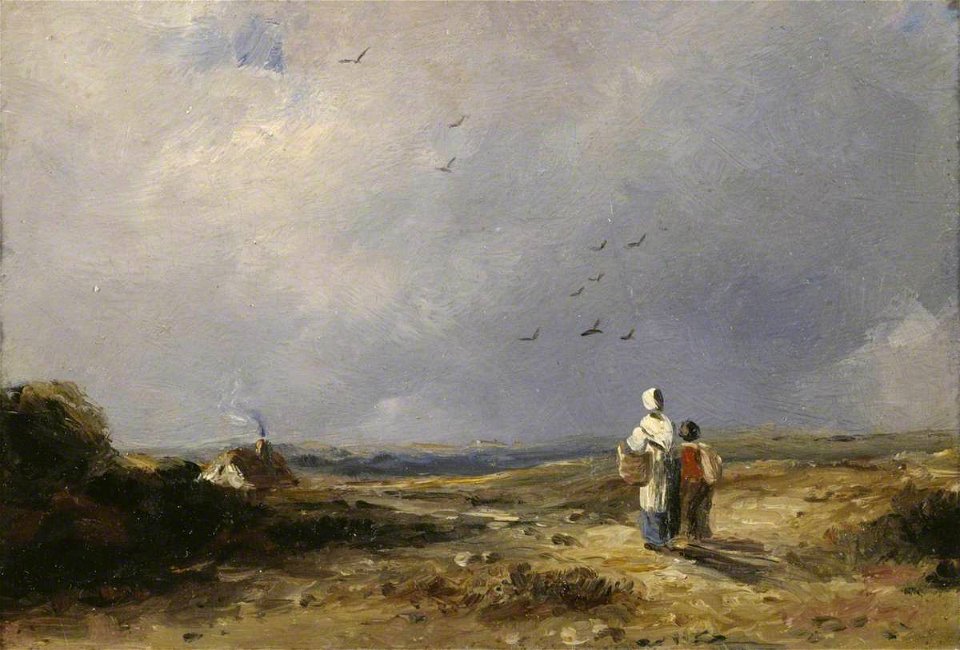 George Constable (1792-1878) - Landscape with Cottage and Figures - T03236 - Tate