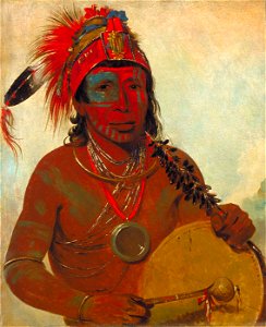 George Catlin - Tóh-to-wah-kón-da-pee, Blue Medicine, a Medicine Man of the Ting-ta-to-ah Band - 1985.66.73 - Smithsonian American Art Museum