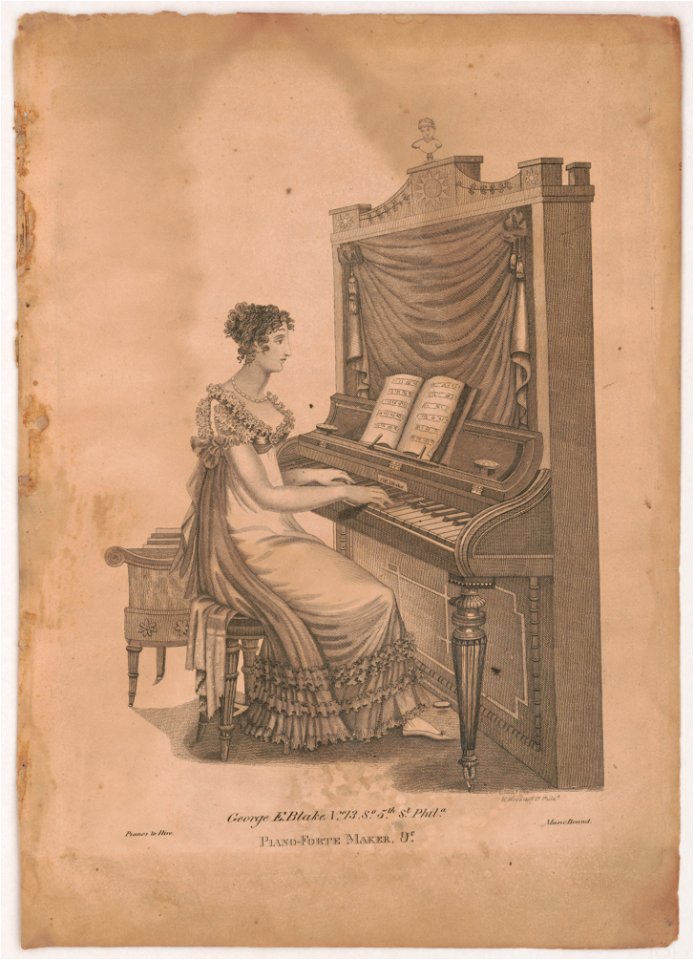George E. Blake no. 13, So. 5th St. Phila. Piano-forte maker. &c - W. Woodruff sc. Philad. LCCN2013651025
