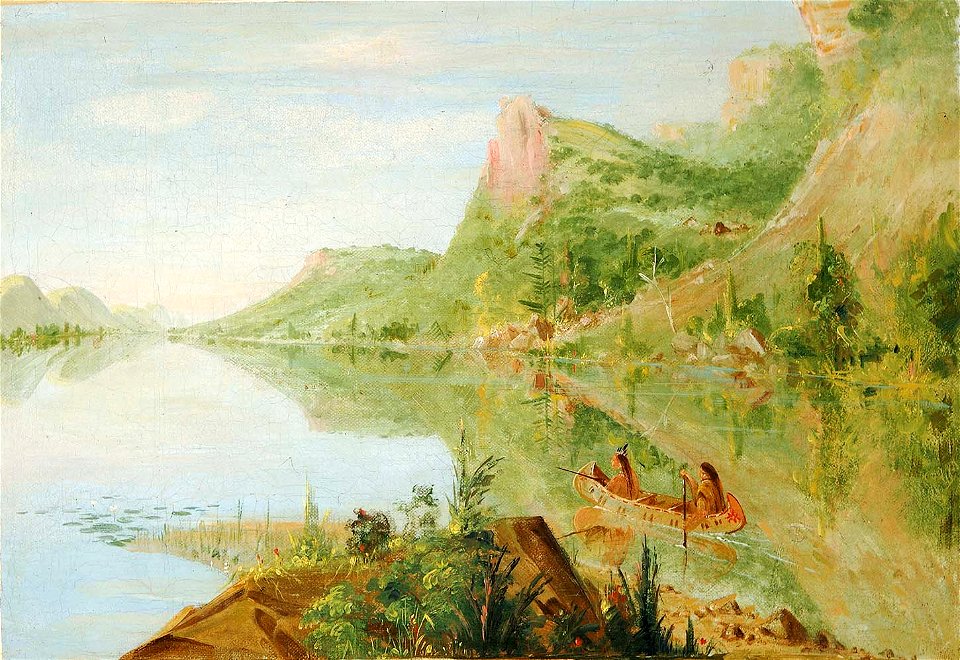 George Catlin - View on the Wisconsin River, Winnebago Shooting Ducks - 1985.66.347 - Smithsonian American Art Museum