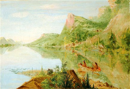 George Catlin - View on the Wisconsin River, Winnebago Shooting Ducks - 1985.66.347 - Smithsonian American Art Museum