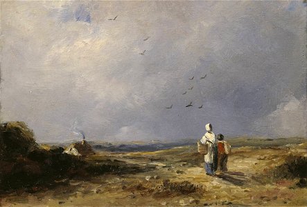George Constable - Landscape with Cottage and Figures