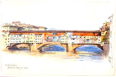 George Elbert Burr - Ponte Vecchio, Florence - 1983.83.154 - Smithsonian American Art Museum