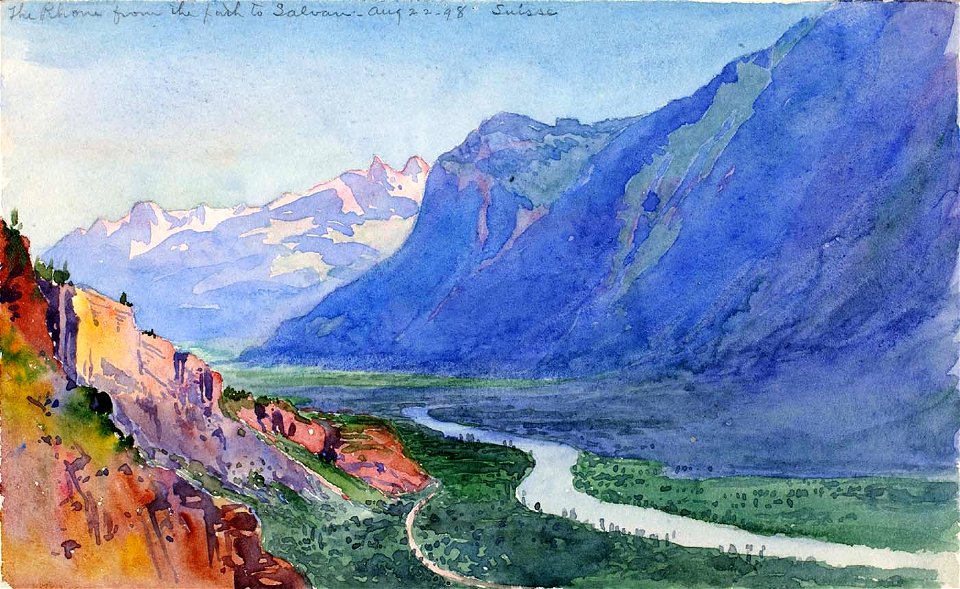 George Elbert Burr - The Rhone from the Path to Salvari (Switzerland) - 1983.83.190 - Smithsonian American Art Museum