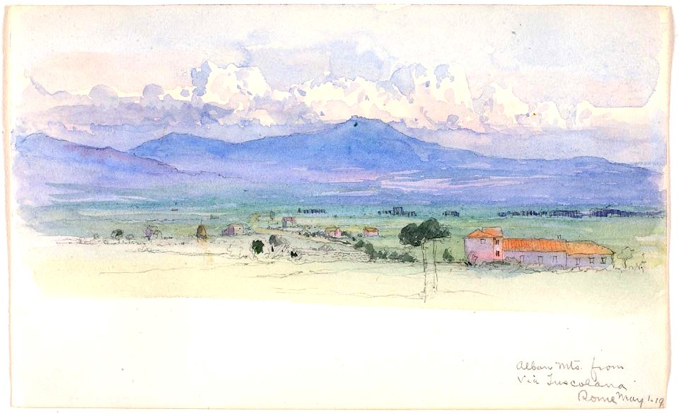 George Elbert Burr - Alban Mountains from Via Tuscolana, Rome - 1983.83.182 - Smithsonian American Art Museum