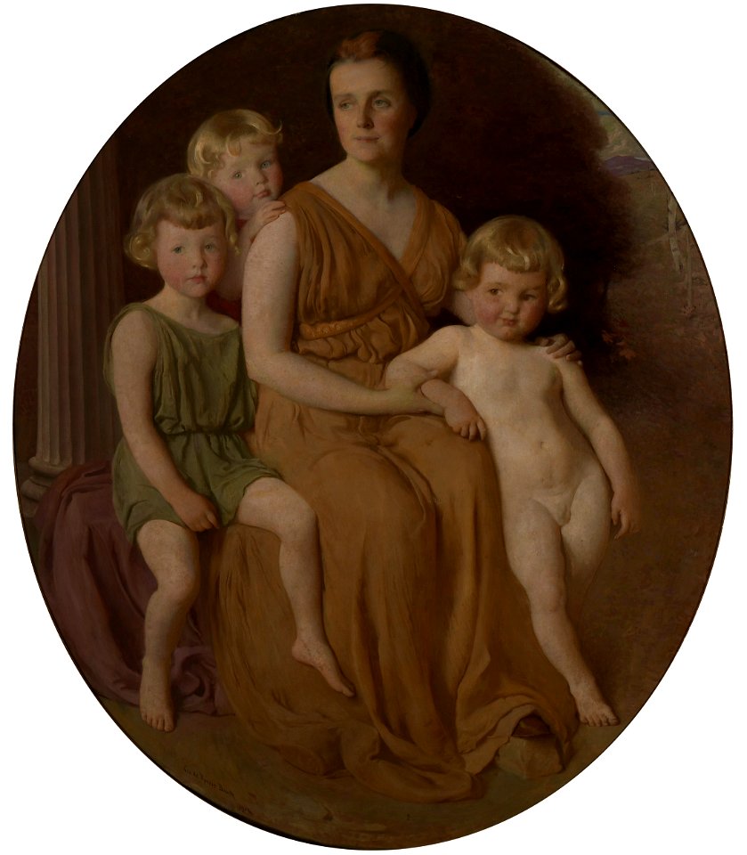 George de Forest Brush - Portrait of Mrs. John J. Albright and Children - 1934-39 - Albright–Knox Art Gallery