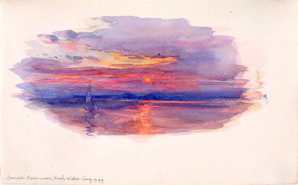 George Elbert Burr - Sunset, Caernarvon, North Wales - 1983.83.189 - Smithsonian American Art Museum
