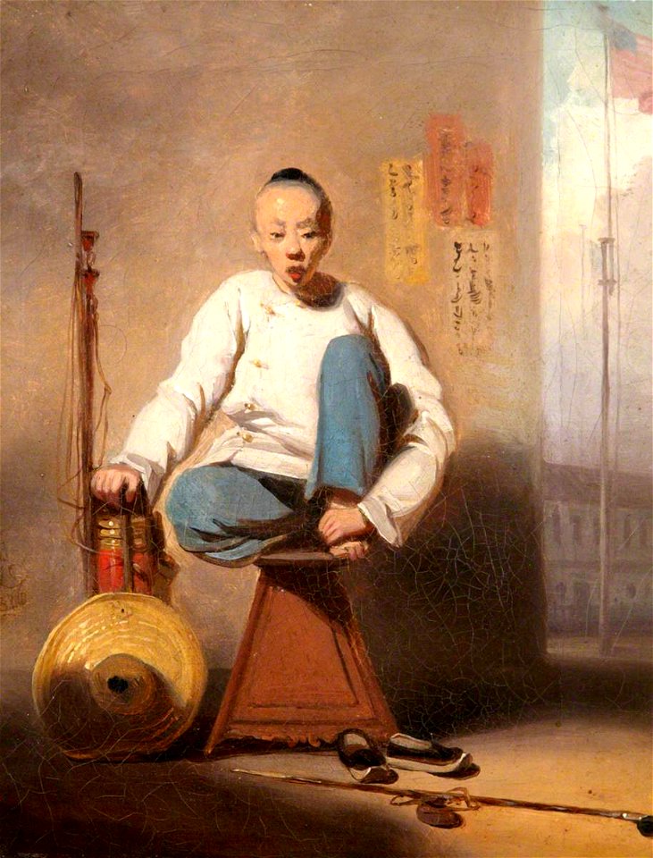 George Chinnery (1774-1852) - Chinese Barber Outside the American Factory in Canton (Guangzhon), China - 85205 - National Trust