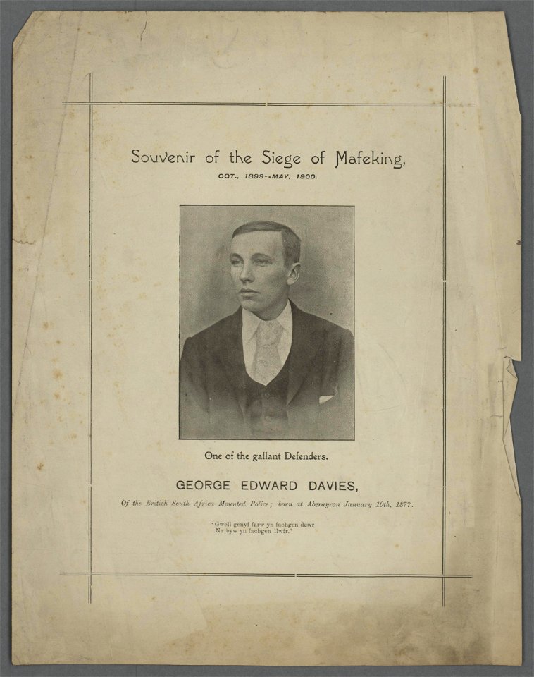 George Edward Davies of the British South Africa Mounted Police ; born at Aberayron January 10th, 1877 (5292097)