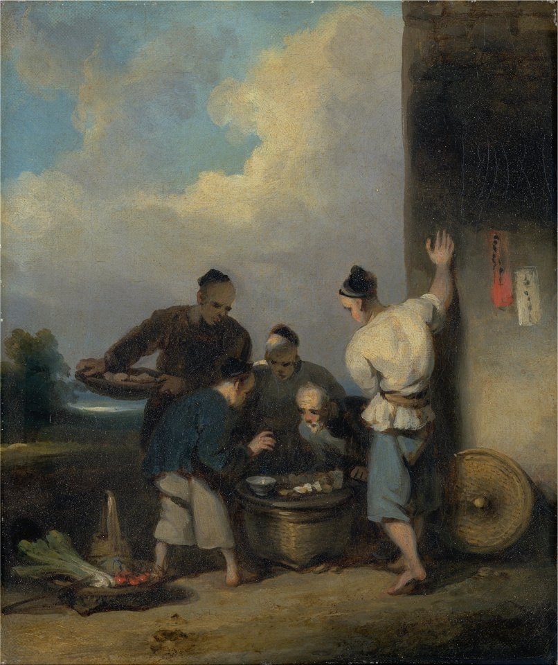 George Chinnery - Coolies Round the Food Vendor's Stall - Google Art Project