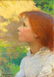 George Clausen, 1890 - Head of a Girl