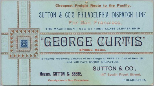 GEORGE CURTIS Clipper ship sailing card HN002760aA. Free illustration for personal and commercial use.
