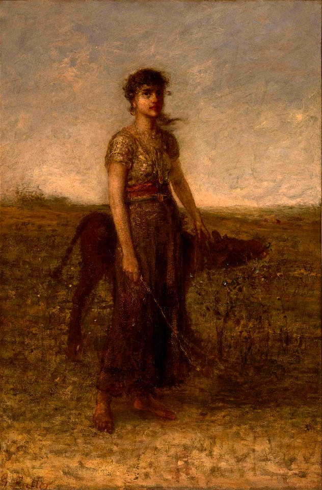 George Fuller - Girl and Calf (Led Through Meadows) - Google Art Project