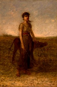 George Fuller - Girl and Calf (Led Through Meadows) - Google Art Project