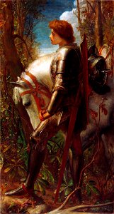 George Frederick Watts, 1860-62, Sir Galahad, oil on canvas, 191.8 x 107 cm, Harvard Art Museums, Fogg Museum. Free illustration for personal and commercial use.