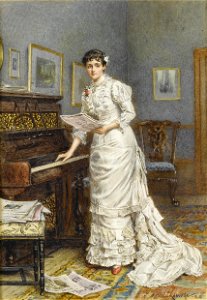 George Goodwin Kilburne A young woman at a piano 1880