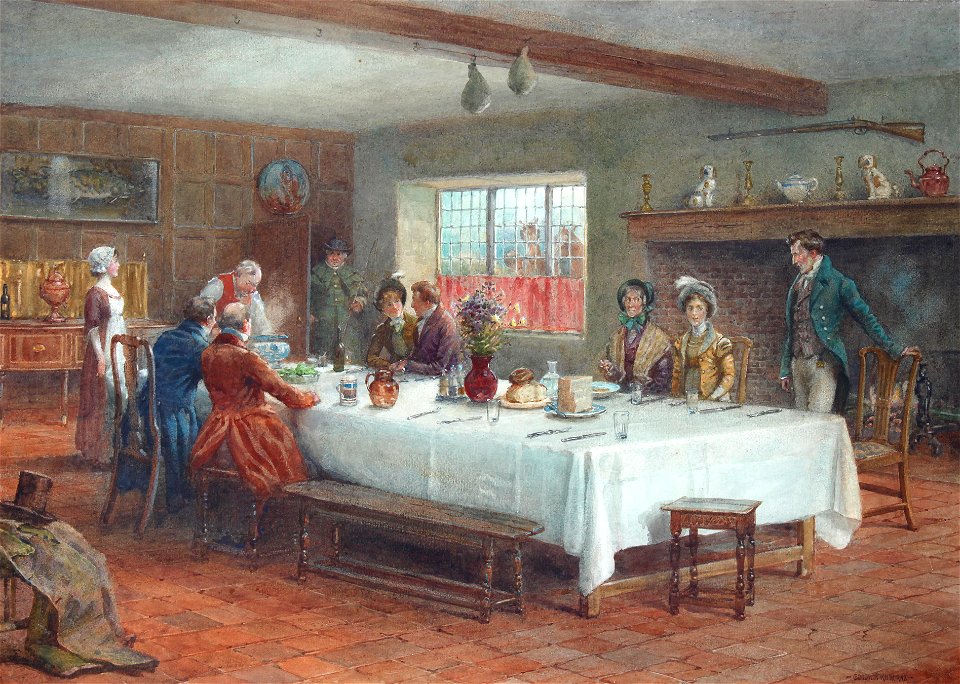 George Goodwin Kilburne A meal stop at a coaching inn