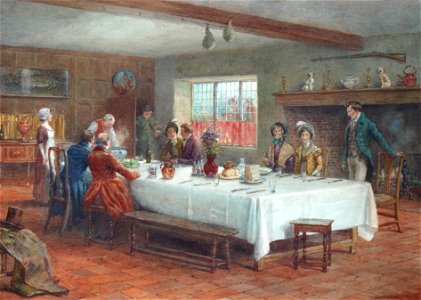 George Goodwin Kilburne A meal stop at a coaching inn