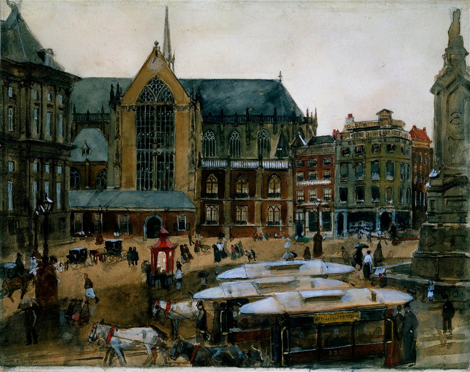 George Hendrik Breitner - Gezicht op de Dam te Amsterdam