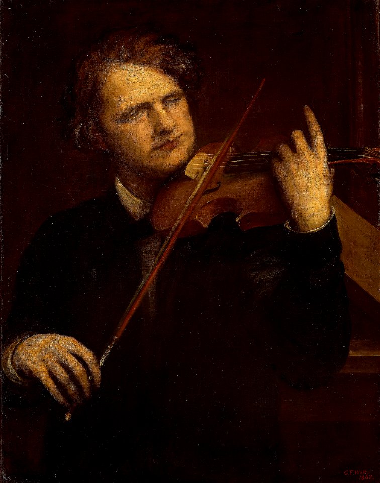 George Frederick Watts - A Lamplight Study, Herr Joachim - 1925.725 - Art Institute of Chicago