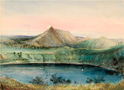 George French Angas - Blue Lake, Mount Gambier - Google Art Project. Free illustration for personal and commercial use.