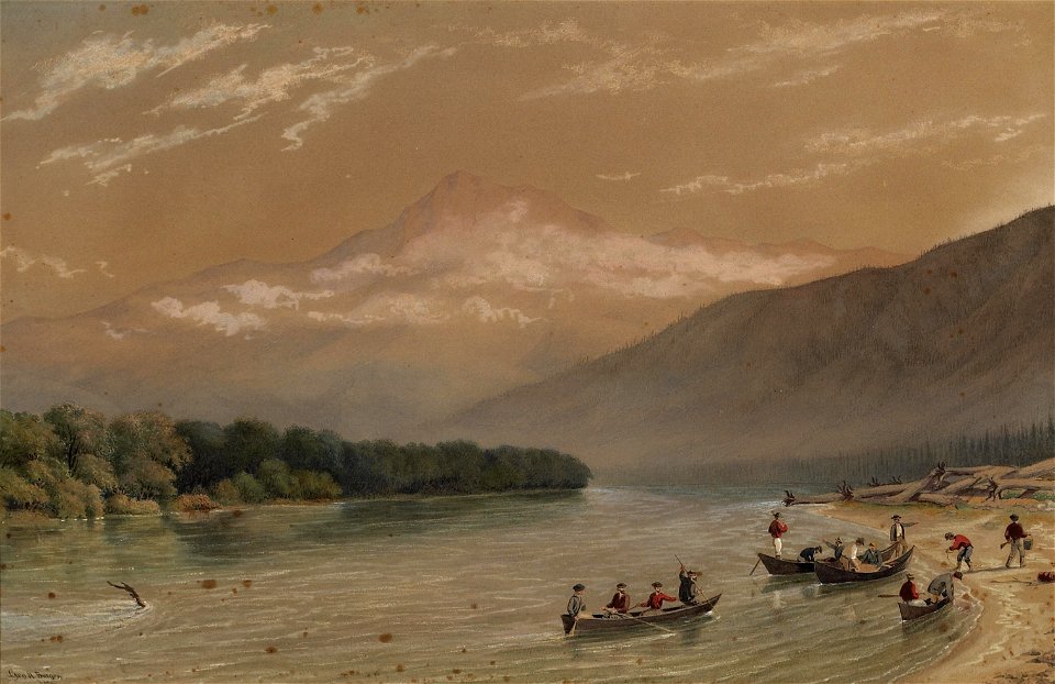 George Henry Burgess - 'Frazer River Camp, British Columbia', Watercolor and pencil and gouache on paper, 1858