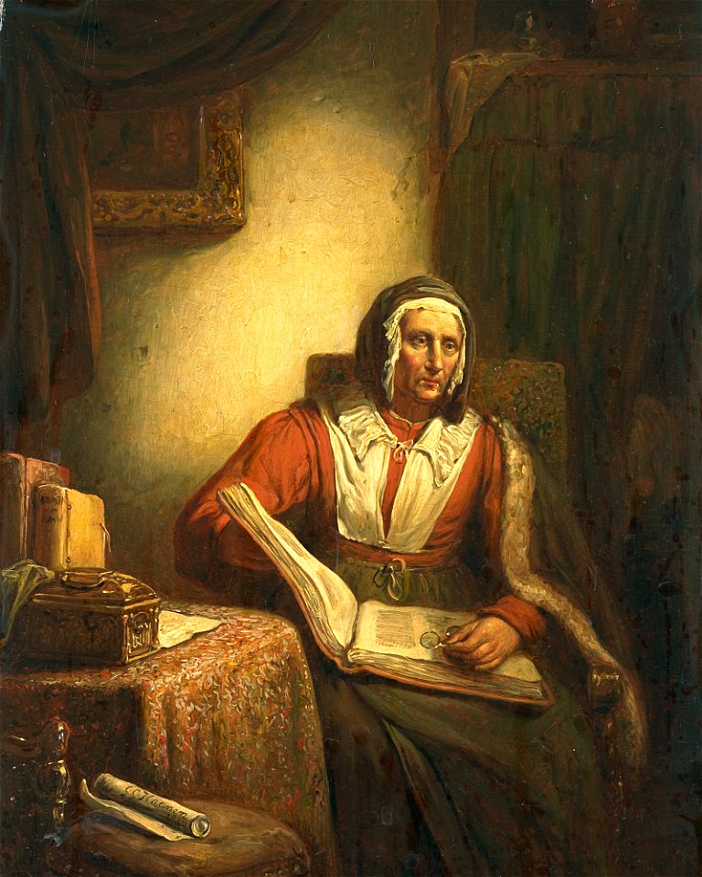 George Gillis Haanen - Lezende oude vrouw