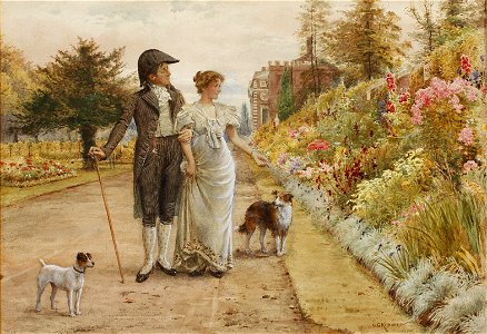 George Goodwin Kilburne A garden stroll
