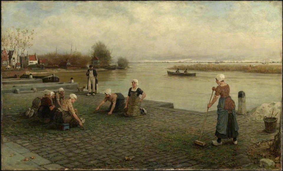 George Henry Boughton (1833-1905) - Weeding the Pavement - N01539 - National Gallery