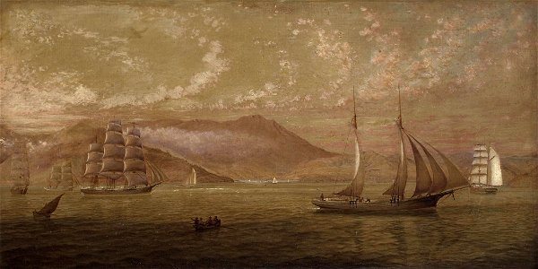 George Henry Burgess - Boats on San Francisco Bay. Free illustration for personal and commercial use.