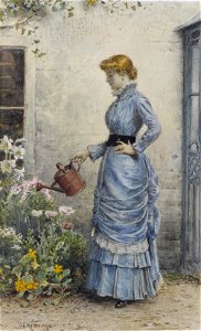 George Goodwin Kilburne Watering the flowers