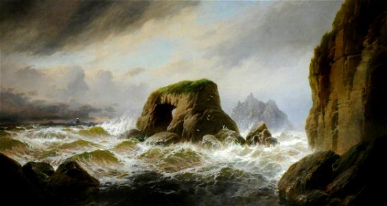 George Henry Jenkins (1843-1914) - A Sea-Girt Rock in Choppy Water - 290443 - National Trust