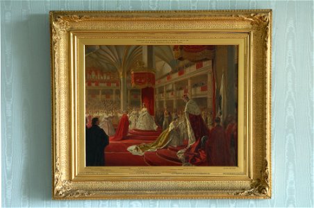 George Housman Thomas (1824-68) - Coronation of the King of Prussia, 18 October 1861, The Crown Princess doing homage - RCIN 404057 - Royal Collection