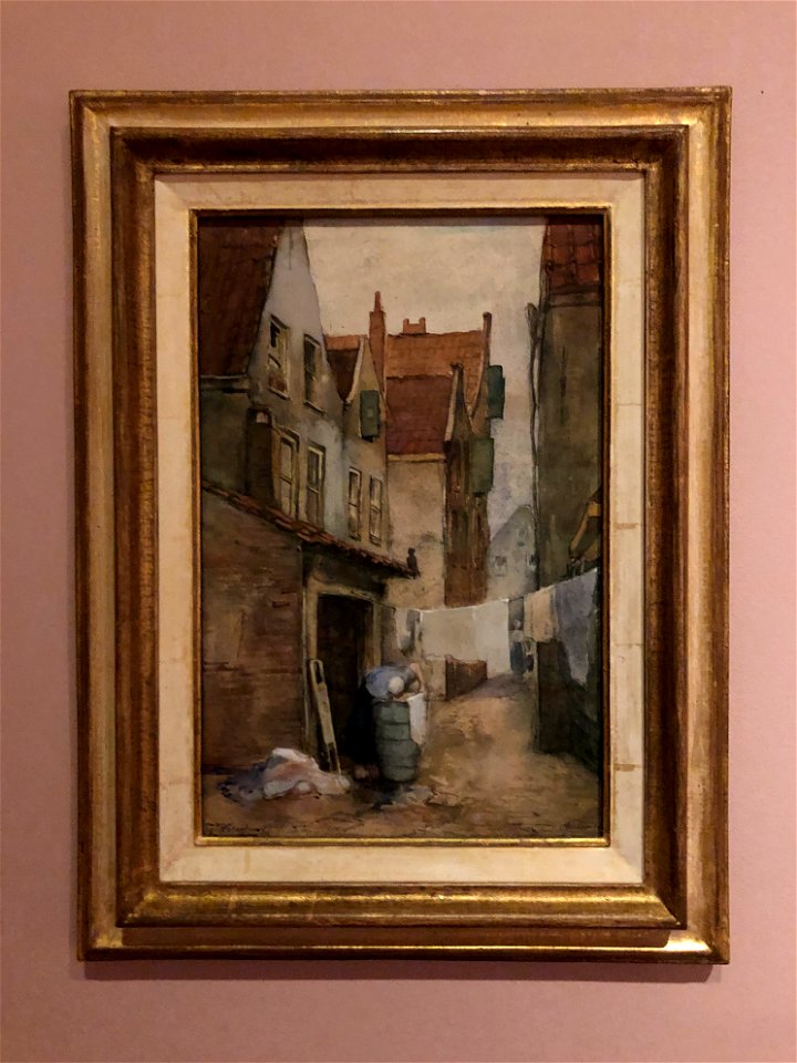 George Hendrik Breitner - Rotterdams steegje met wasvrouw (Q107317779) - framed